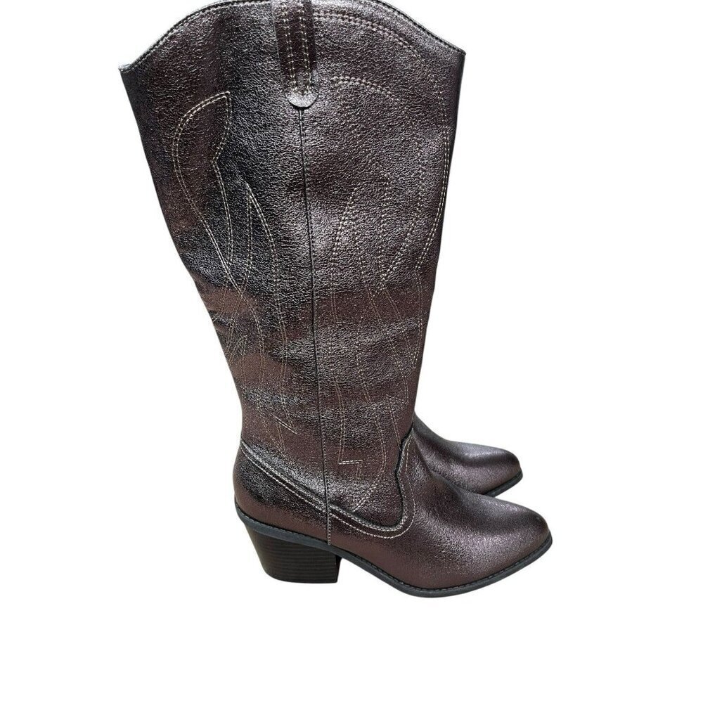 Women's 9.5M Pop Kylie Gunmetal Healed Cowboy Boots Ladies Country Boots NEW